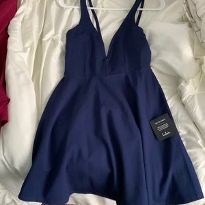 Lulus navy blue skater dress, never worn, with tags